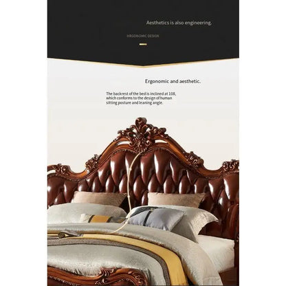 Unique Luxury Double Bed Elegant Leather King Size Bed Loft Modern Cama Matrimonial Queen Bed Set Furniture