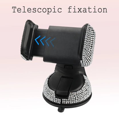 1pc Rhinestone Decor Car Phone Holder Durable Stylish Construction for Safe Driving 360° Rotation & Dashboard Suction Cup Mount!