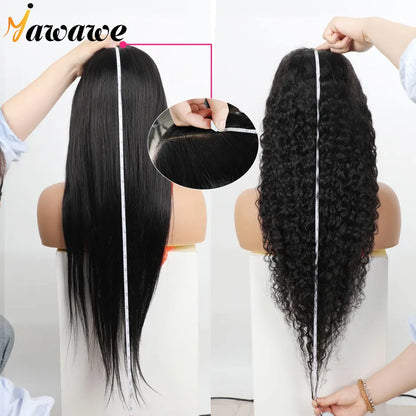 YAWAWE Pre-Bleached Glueless Wig Human Hair Ready To Wear Water Wave Pre-plucked Lace Frontal Wigs For Women Curly HD Lace Wigs