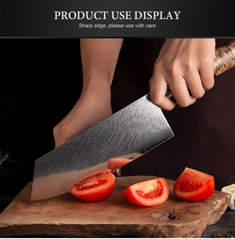 XITUO 1-9 PCS Damascus Steel Kitchen Knives High Quality Chef Chopping Vegetable Slicing Deboning Bread Knife Black Resin Handle