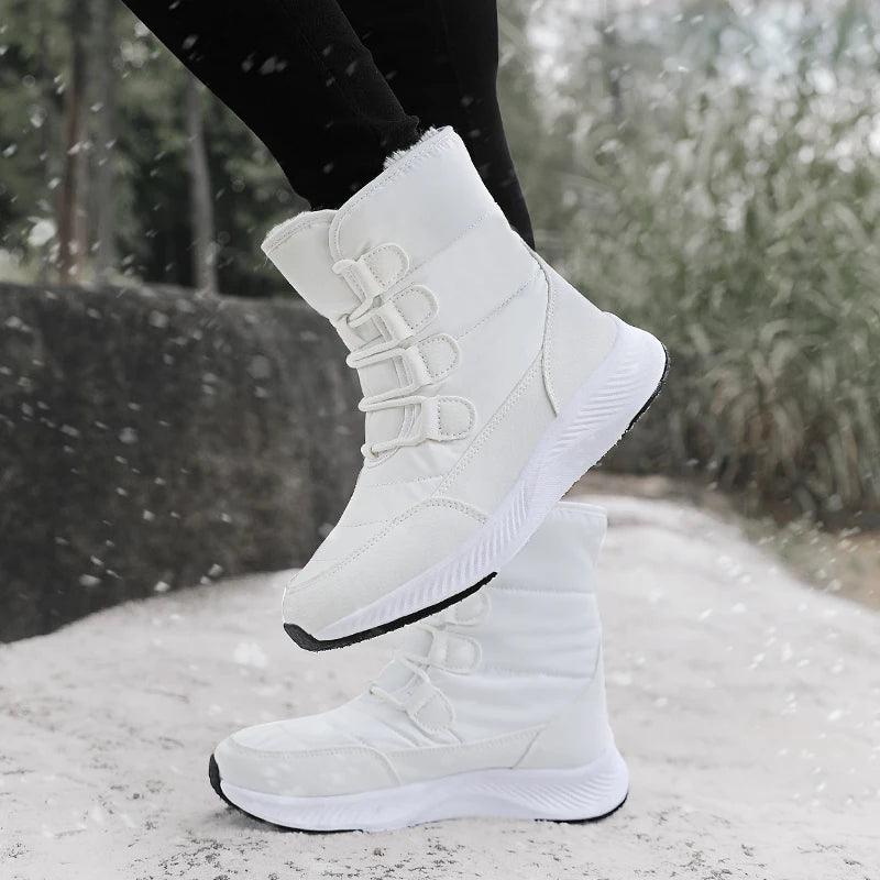 Women Boots Winter White Snow Boot Short Style Upper Non-slip Quality Plush Botas  Invierno platform shoes  botas mujer 2020 - MAGUSTA BEAUTY