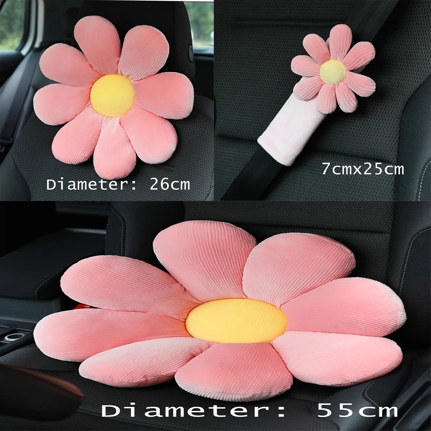 1Pcs Cute Flower Woman Car Neck Pillow Cushion Soft Car Headrest Waist Pillow Safety Seat Belt Shoulder Pad for Girls