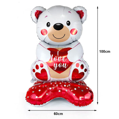 Valentine's Day Birthday Party Balloon Huge Love Heart Bear Shape Balloon Teddy Balloon for Wedding Baby Shower Valentine's Day