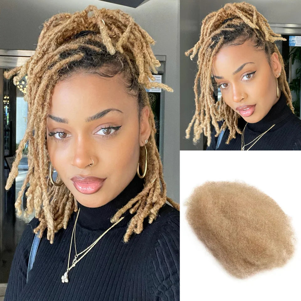 QVR Afro Kinky Bulk Hair No Attachment QVR Afro Curly Bulk Human Hair Rebecca Virgin Remy Dreadlock Natural Color Braids Hair