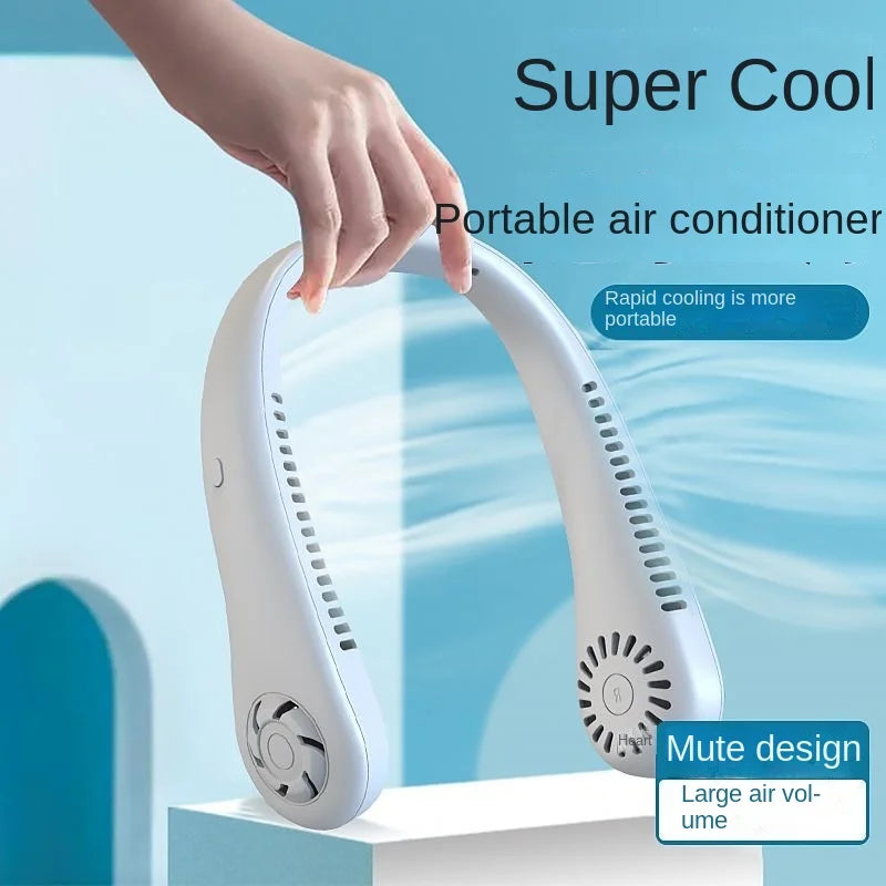 1PC Fan  Long Battery Lif New Mini Neck Portable No Bladeless Hanging Neck Rechargeable Air Cooler 3 Speed Mini Summer Sport Fan