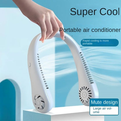 1PC Fan  Long Battery Lif New Mini Neck Portable No Bladeless Hanging Neck Rechargeable Air Cooler 3 Speed Mini Summer Sport Fan