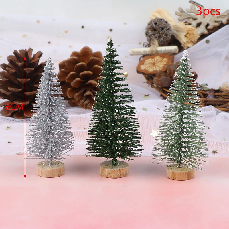 1/3/6 Pcs Miniature Christmas Tree Small Artificial Sisal Snow Landscape Architecture Trees for Christmas Crafts Tabletop Decor