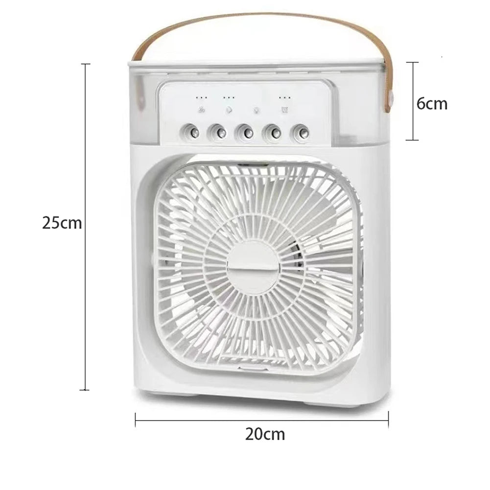 3 in 1 Airs Cooler USB Electric Portable Fan Air Conditioners LED Night Light 5 Hole Water Mist Fan Home Desktop Air Cooling Fan