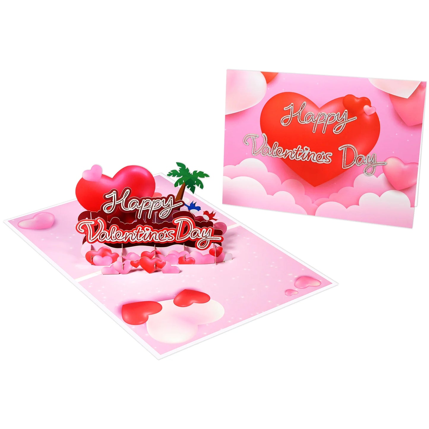 Valentine's Day Gift 3D Pop Up Card Anniversary Wedding Birthday for Wife Husband Greeting Cards with Envelope and Note Card