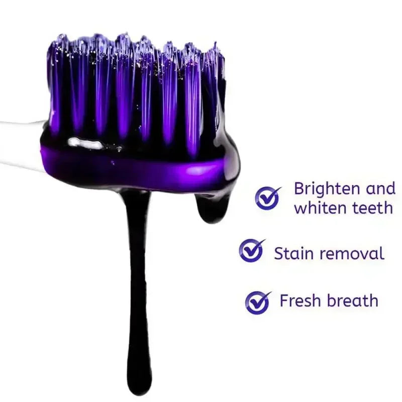 V34 30ml Purple Whitening Toothpaste Remove Stains Reduce Yellowing Care For Teeth Gums Fresh Breath Brightening Teeth New