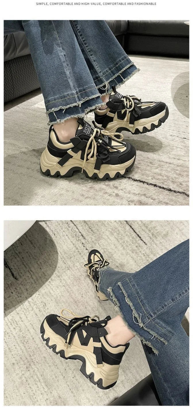 Women's Flats Thick Bottom Sports Shoes Women Luxury Designer Fashion Casual Sneakers New Autumn Tennis Shoes Vulcanized Shoes