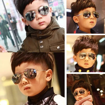 2024 Sunglasses New Fashion Baby Kids Boy Girl Pilot Sunglasses Metal Frame Goggles Glasses for Kids Children