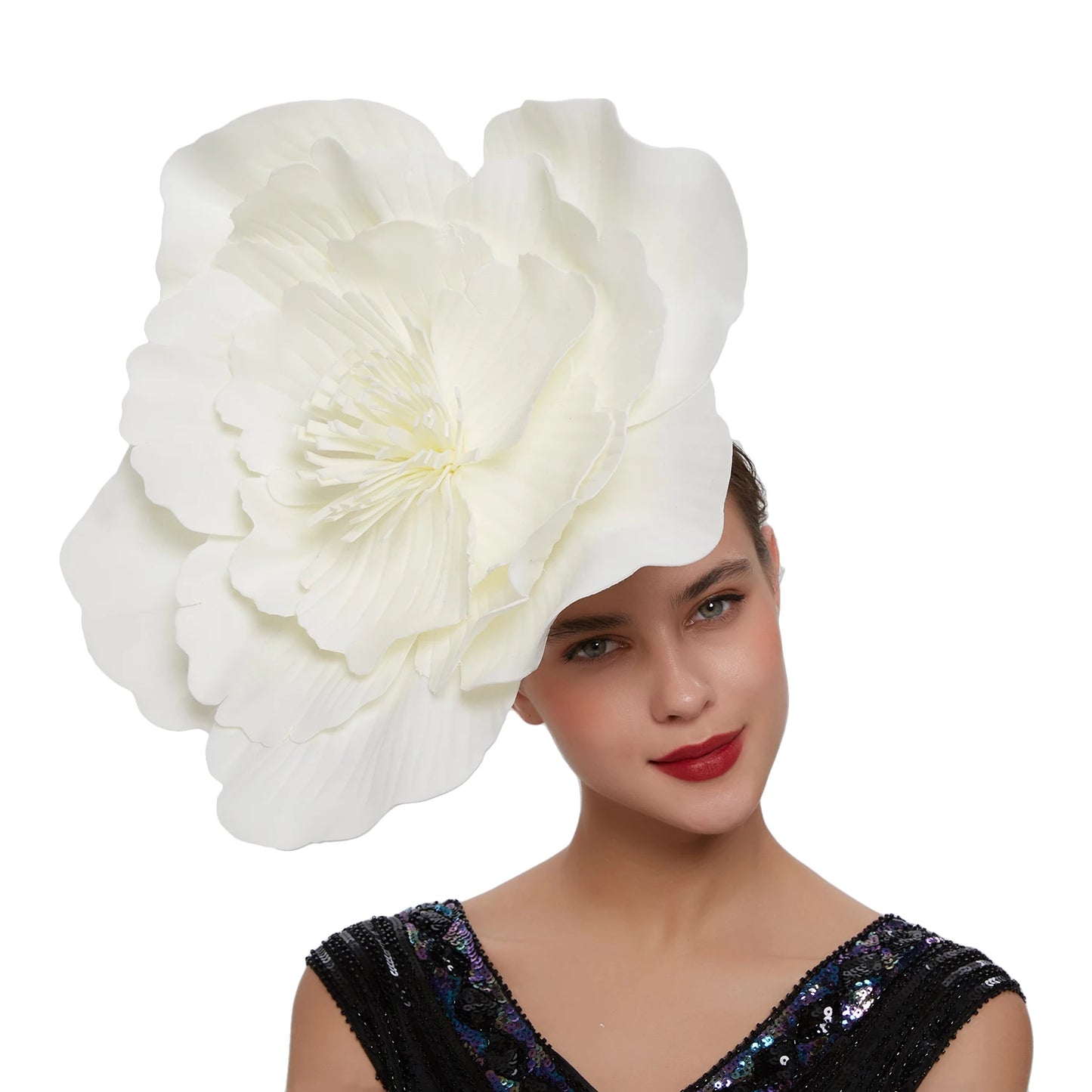 Women Large Flower Hair Band Bow Fascinator Hat Headdress Bridal Makeup Prom Photo Shoot Photography Hair Accessories