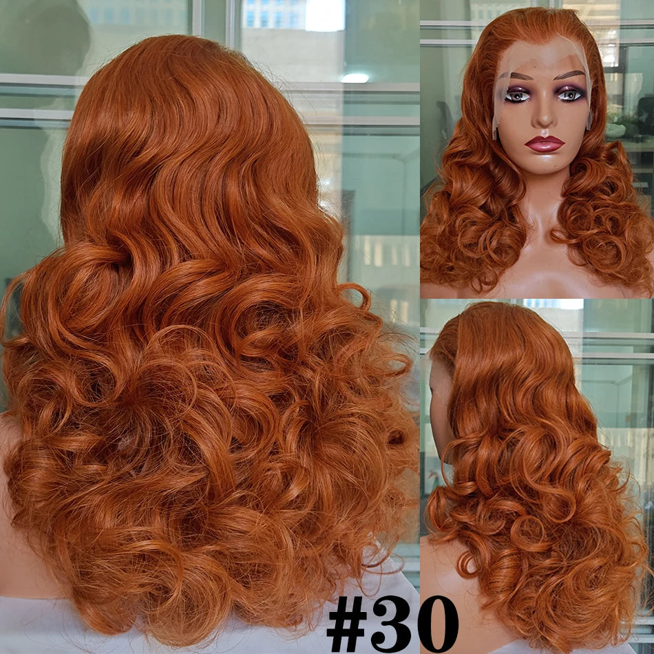 100% Human Hair 250 Density Highlight Ombre Double Drawn Bouncy Body Wave 13x4  Wigs Full Fumi Bouncy Weave Wavy Hair Lace Wigs