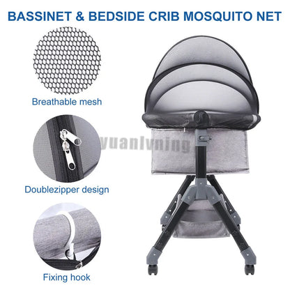 Upgraded Mosquito Net For Baby Bed Universal Newborn Baby Removable Portable Breathable Foldable Encrypted Crib 360° Protectors