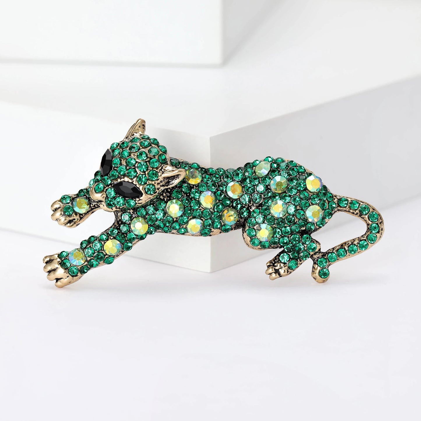 Women's Rhinestone Leopard Brooches Unisex Animal Pins 4-Color Office Party Casual Accessories Gifts