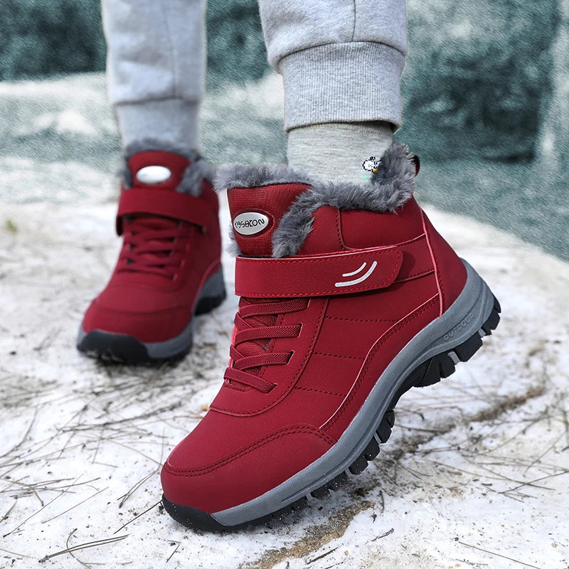 Winter Women Snow Boots Warm Plus Velvet Men Cotton Shoes Windproof Women's Boots Comfortable Casual Shoes Non-slip Hiking Boots