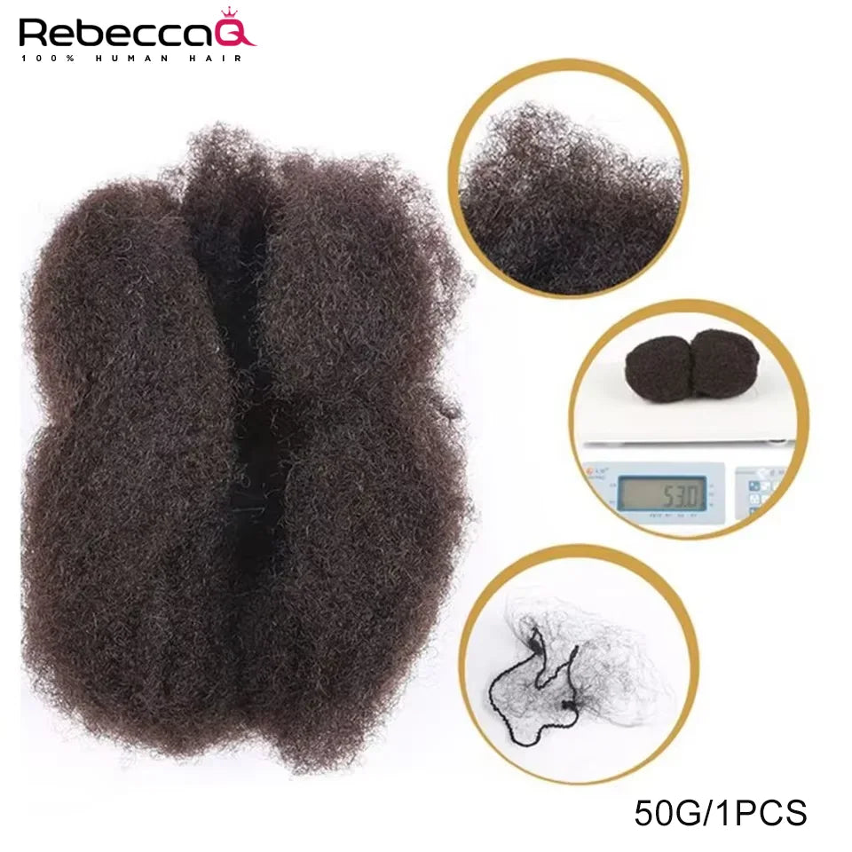 QVR Afro Kinky Bulk Hair No Attachment QVR Afro Curly Bulk Human Hair Rebecca Virgin Remy Dreadlock Natural Color Braids Hair