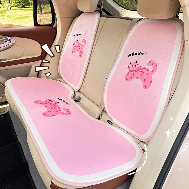 Pink Car Headrest Cushion Neck Pillow Heart Shape Plush Girly Cute Interior Car Seat Accessories For Women Car Decoration