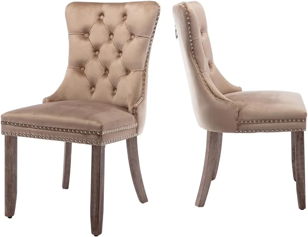 Velvet Dining Chairs Set of 6, Ring Pull Trim and Button Back, Luxury Tufted Dining Chairs for Living Room, Dining Chair