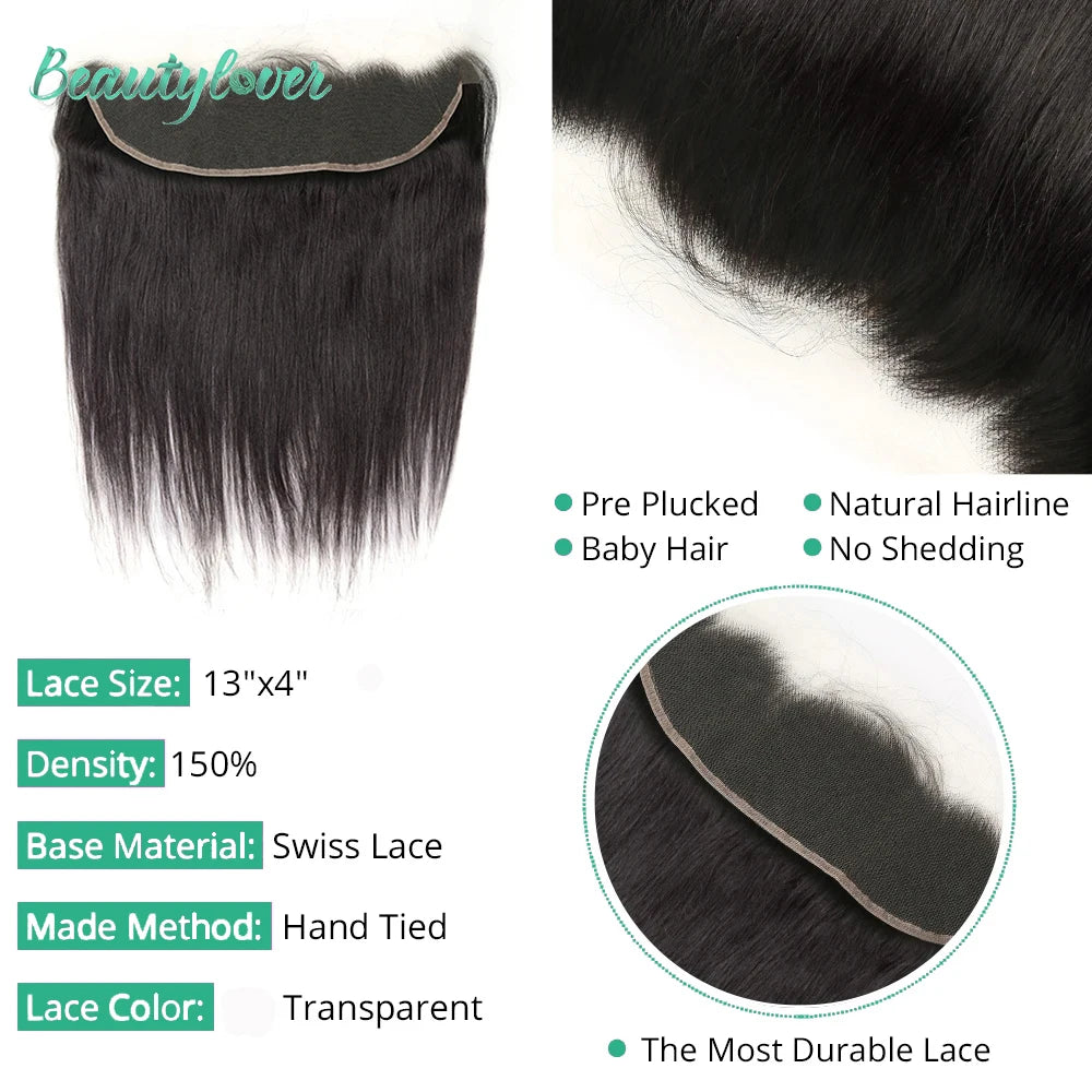 13x4 Human Hair Lace Frontal Only Transparent Lace 4x4 6x6 5x5 Lace Closure 24 Inch Human Hair Brazilian Straight For Women