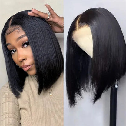 Vietname Super Double Drawn Bone Straight 13x4 Frontal Bob Wig with 100% Human Hair Chocolate Brown 180% Density For Black Women