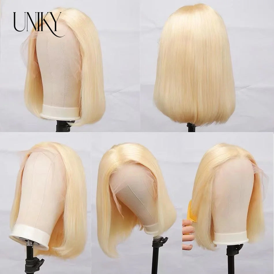 Transparent 13x4 Lace Frontal Bob Wig 613 Blonde 13x4 Human Hair Wigs Brazilian Remy Short Straight 4x4 Closure Wigs For Women