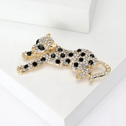 Women's Rhinestone Leopard Brooches Unisex Animal Pins 4-Color Office Party Casual Accessories Gifts