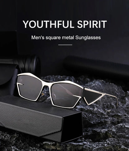 Y2K Punk Sports Sunglasses Women Men 2024 Luxury Brand Metal Frame Irregular Rectangular Sun Glasses for Lady Steampunk Eyewear