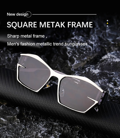 Y2K Punk Sports Sunglasses Women Men 2024 Luxury Brand Metal Frame Irregular Rectangular Sun Glasses for Lady Steampunk Eyewear