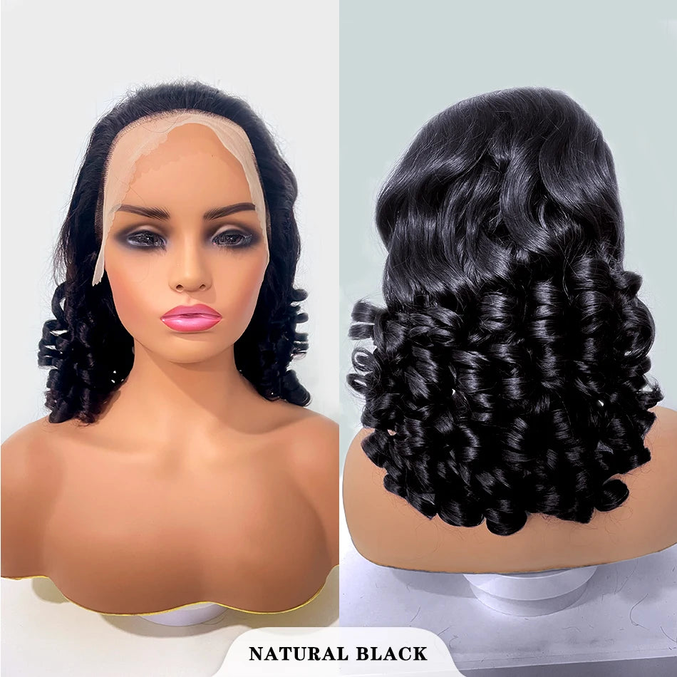 100% Indian Hair Bouncy Curly Loose Wave 13x4 HD Lace Front Wig Ombre Double Drawn Curl Wig 250% Density Glueless with Baby Hair