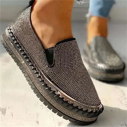 Women's Shoes 2022 Fashion  Flats Rhinestone Bling Sewing Platform Loafers luxury Shoes Casual Comfortable Female Shoes