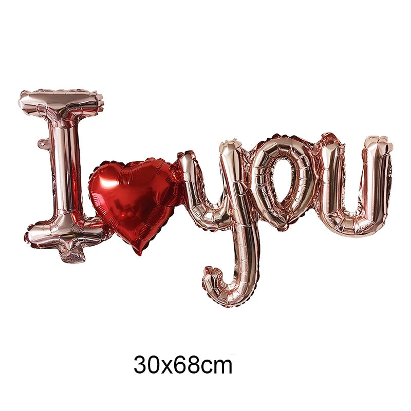 Valentines Day Balloon I Love You Foil Balloons Red Heart Balloons for Anniversary Wedding Romantic Valentines Day Decorations