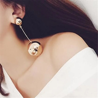 XIALUOKE Vintage Large Ball Pendant Earrings Women's European American Style Personality Long Drop Earrings Party Travel Jewelry