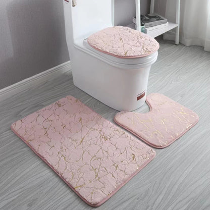 Toilet Seat Cover 3Pcs Set Bath Mat Shower Room Floor Rug Home Bathroom Anti-Slip Absorbent Doormat Bathtub Decor Carpet