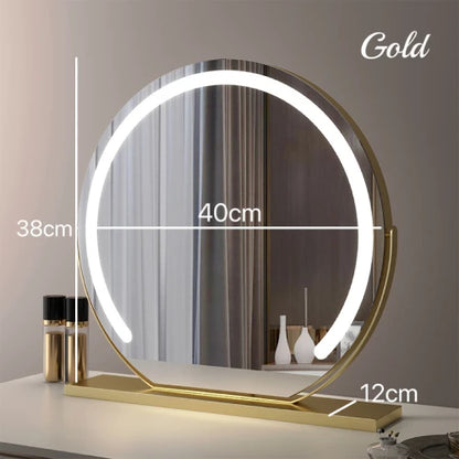 Vanity Mirror with Lights LED Round Makeup Mirror for Bedroom with 15X Magnification Smart Touch Dimmable 3 Modes 360° Rotation