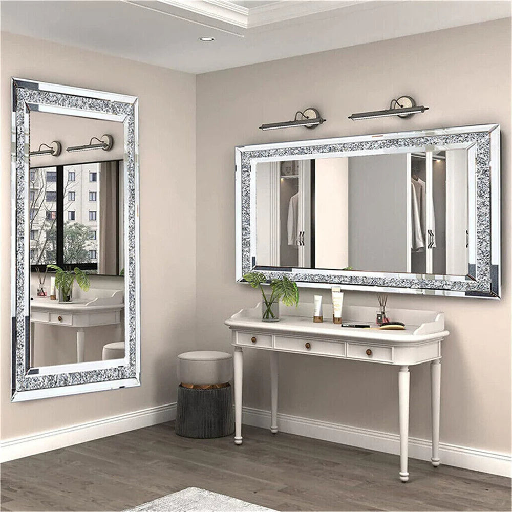 XXXL Large Charming Diamond Decorative Wall Mirror Crushed Crystal Long Full Length Mirror