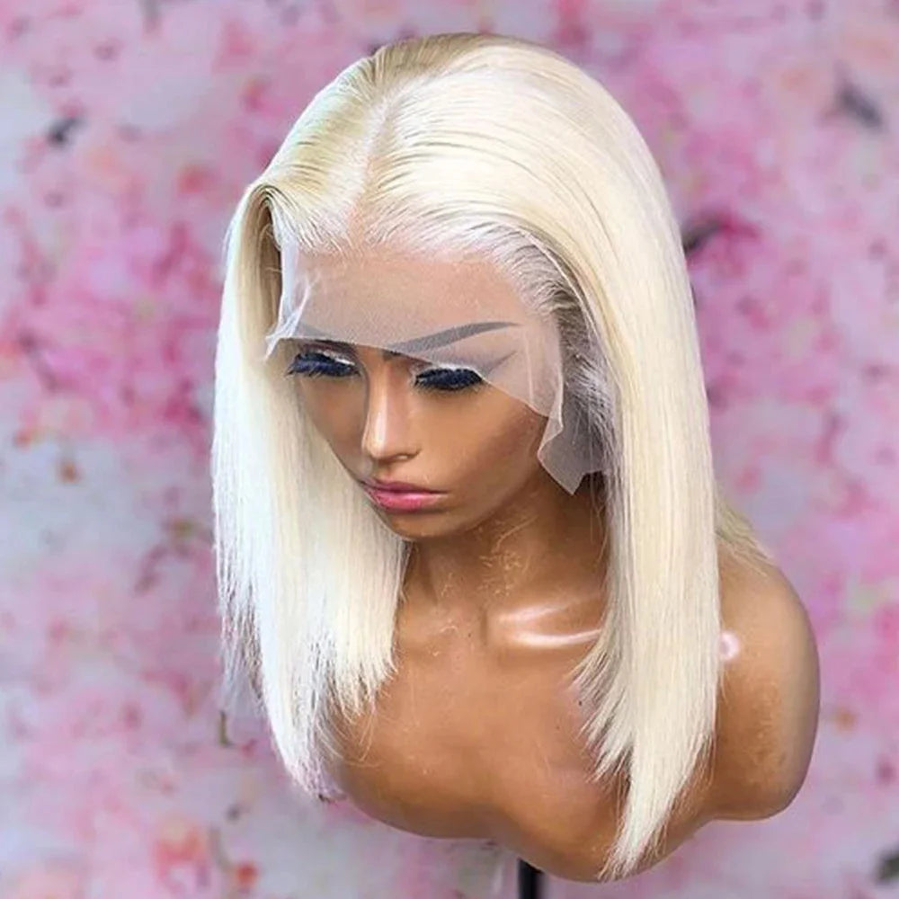 Transparent 13x4 Lace Frontal Bob Wig 613 Blonde 13x4 Human Hair Wigs Brazilian Remy Short Straight 4x4 Closure Wigs For Women