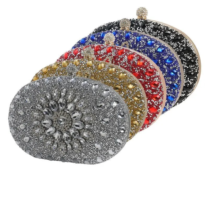 Women Dinner Bag Fashion New Sunflower Inlaid Diamond Banquet Hand Bag Dress Evening Bag