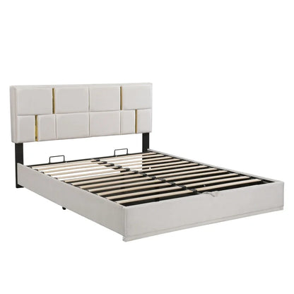 Upholstered Platform Beds with Storage System, Wood Bed Frame for Kids and Adults, Bedroom Furniture