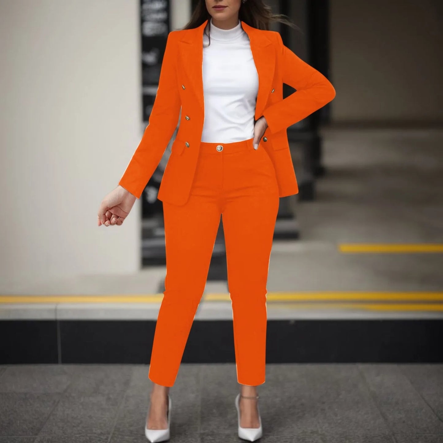 2 Piece Set Women New Formal Blazer Set Long Sleeved Slim Suit + Trousers Set Office Outfits Elegant Suit Business Work Wear