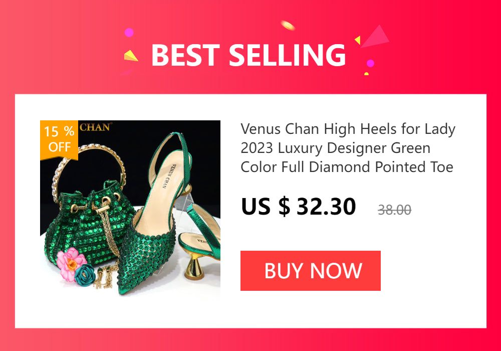 Venus Chan 2023 Newest INS Style Orange Color Elegant High Heels Nigeria Popular Design African Ladies Shoes And Bag Set