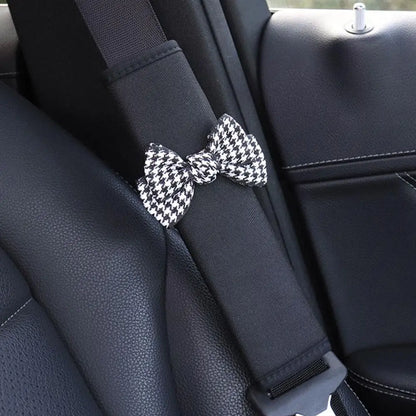 1Pcs Cute Women Bowknot Soft Plush Car Seat Belt Cover Velvet Auto Seat Belt Shoulder Strap Harness Cushion Protector Pads