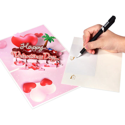 Valentine's Day Gift 3D Pop Up Card Anniversary Wedding Birthday for Wife Husband Greeting Cards with Envelope and Note Card