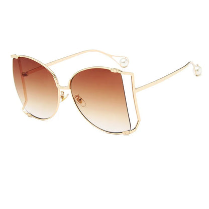 2024 Half Frame Brand Designer Glasses Women Square Pearl Famous Sunglasses Female Fashion Oversized Clear Pink Eyewear Ladies