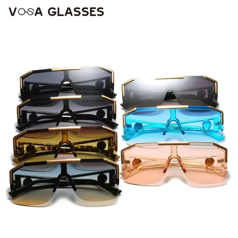 2023 Luxury Big Square Sunglasses Women Brand Designer Retro Blue Sun Glasses For Female Oversized Black Shades Oculos UV400