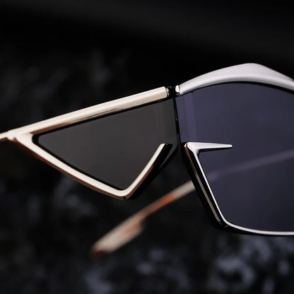 Y2K Punk Sports Sunglasses Women Men 2024 Luxury Brand Metal Frame Irregular Rectangular Sun Glasses for Lady Steampunk Eyewear