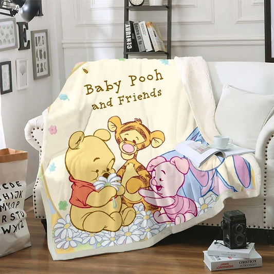 Winnie The Pooh Anime Blanket Furry 100% Polyester Printed Winter Bed Fleece Blankets Baby Plush And Throws