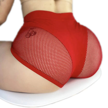 Women Girl Sports Fitness Workout Yoga Hollow Out Fishnet Push Up Booty Shorts Pole Dancing Costume Hot Pants Beachwear Clubwear