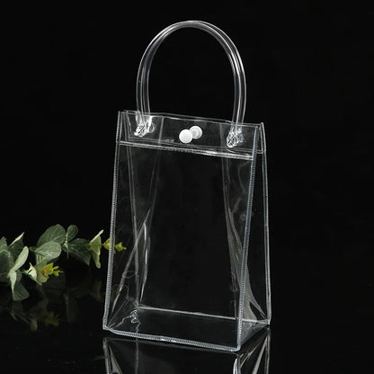 10/20pcs/lot Transparent Soft PVC Gift Tote Packaging Bags with Hand Loop Clear Plastic Handbag Cosmetic Bag